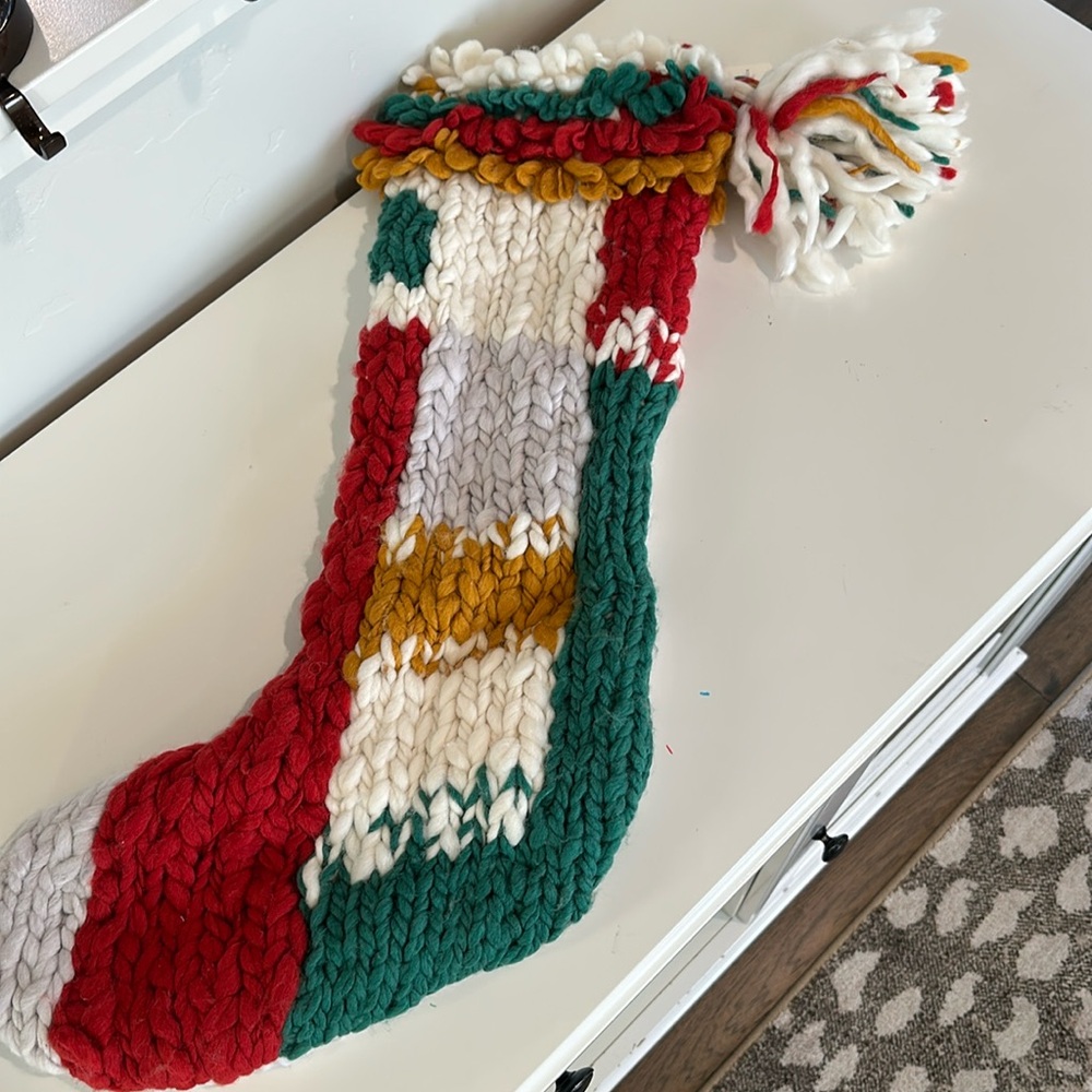 Red, Green, White Knitted Christmas Stocking
